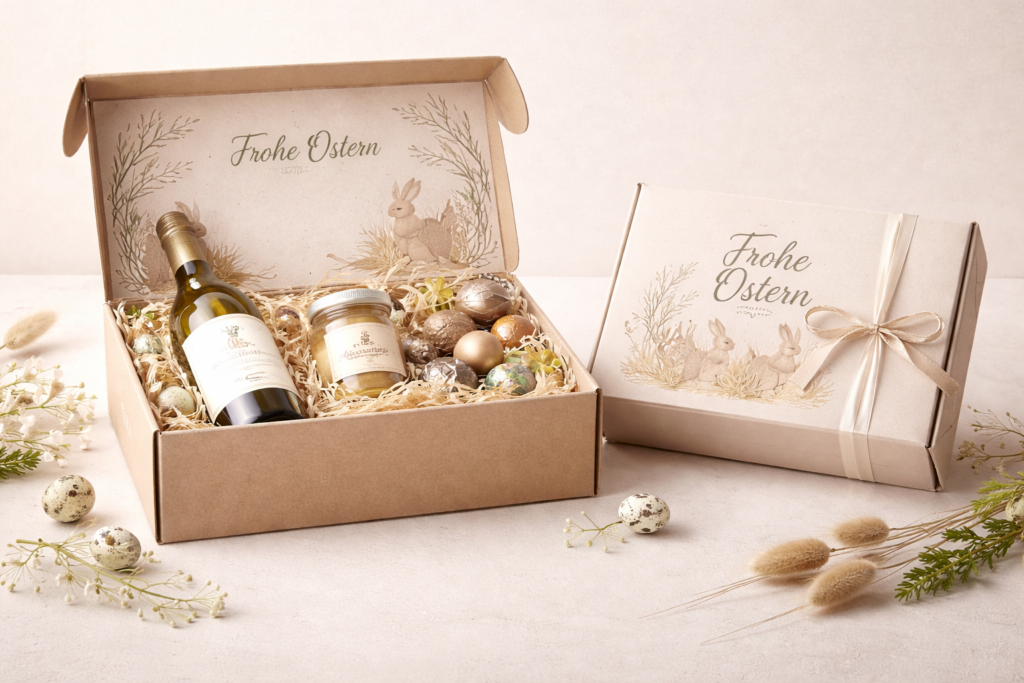 Nachhaltige, edle Geschenkschachtel im Osterdesign