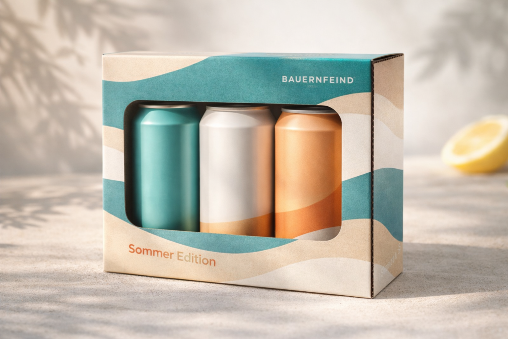 Getränkeverpackung im Sommerdesign